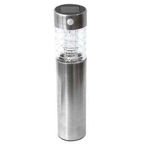 Grundig LED Solarlampe cu senzor de miscare corp din inox si sticla 39 cm argintiu