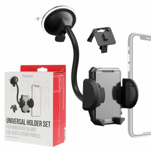 Halter pentru Smartphone Hama, negru, 360 rotativ, pentru ventilatie si parbriz