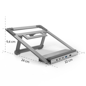 Hama USB-C Hub Docking Station 12in1 Laptop Stand Gri Aluminiu - Img 3