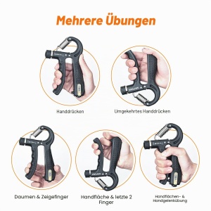 Handtrainer GRIFEMA, antrenor de forta pentru maini, rezistenta ajustabila 5-60kg, negru - Img 6