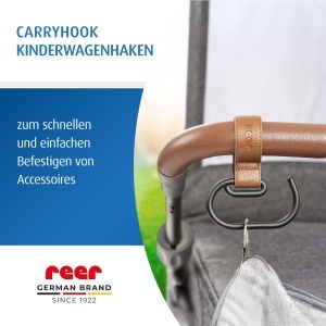 Hanger pentru carucior reer CarryHook, 2 bucati, universal, negru-maro, cu prindere velcro - Img 3