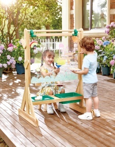 Hape Outdoor Staffelei Tabla de desen pentru copii din lemn rezistent la intemperii - Img 4