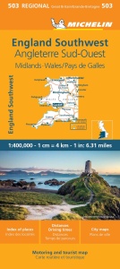 Harta turistica Michelin Wales, Anglia Sud-Vest, Midlands 1400.000