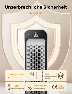 Heizlufter Dreo 2000W cu telecomanda, termostat si oscilatie 70 - Img 5