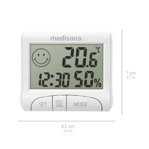 higrometru digital medisana HG 100 termometru de camera contor de umiditate pentru interior afisarea orei pentru un climat interior optim incl functie - Img 2