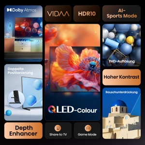 Hisense 40A5Q Fehrnseher, 40 Zoll, 2K QLED, Smart TV, Mod joc, Mod sport AI, Dolby Atmos, Dolby MS12, DTS X, HDR10, HLG, Full HD, Contrast ridicat, Rauschunterdruckung [2025] - Img 3