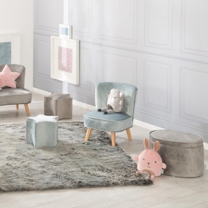 Hocker pentru copii Roba Lil Sofa, oval, cu spatiu de depozitare, gri, 27 cm - Img 8