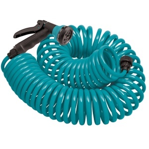 Hose Spiralizat Orbit 26381, 7,6 m, Albastru, Duza cu 8 Tipuri de Jet