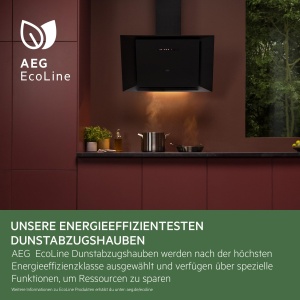 Hota de perete fara cap AEG DVE5961HB / Seria 7000 cu hota Hob2Hood / evacuare sau recirculare / 90cm / Negru / max. 500 m3/h / min. 64 - max. 74 dB(A) / A / Touch Control / Negru - Img 3