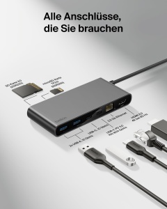 Hub USB-C Belkin Connect 8-in-1, 4K 60Hz, 100W PD, 2.5Gb Ethernet, Gri - Img 3