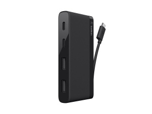 Hub USB-C Belkin F4U090BTBLK cu 4 Porturi, Cablu Integrat, Compact