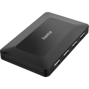 Hub USB Hama 4 Porturi, Negru, cu Alimentare Externa pentru PC si Laptop