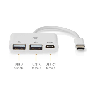 Hub USB Nedis cu 3 Porturi, 1 x USB-C, 2 x USB 2.0, Alimentare prin USB - Img 3