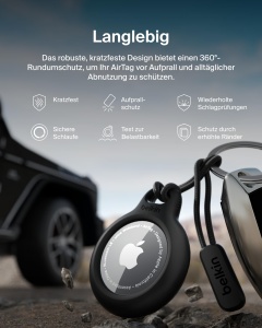 Husa AirTag Belkin cu Slaufa, Neagra, Protectie Antisoc si Antizgarieturi - Img 5