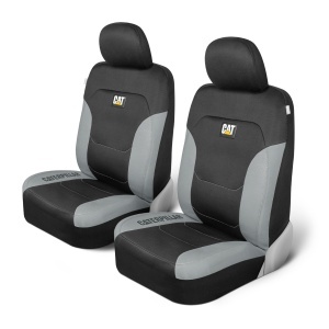 Husa auto Caterpillar Flexfit, 2 piese, negru, design modern cu accente gri
