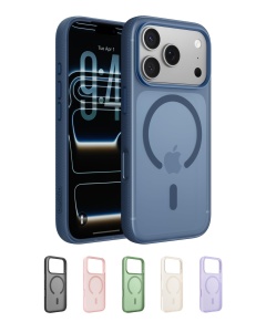 Husa iPhone 17 Pro Belkin SheerForce Grip, Transparenta, Rutschfest, Albastra