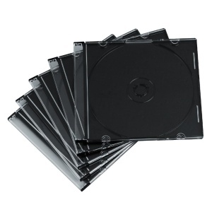 Husa pentru CD-uri Hama, 50 bucati, Slim Line, transparent-negru, 5mm - Img 2