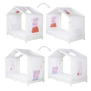 Husa pentru pat copii roba Peppa Pig 70 x 140 cm, cu 3 buzunare, lavabila - Img 2