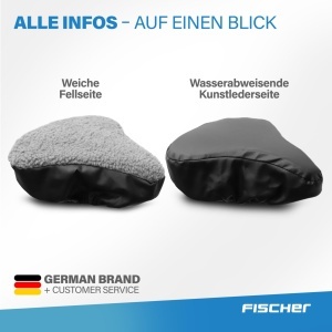 Husa Sediu Bicicleta FISCHER - 2-in-1, Negru si Imitatie Blana, Waterproof - Img 9