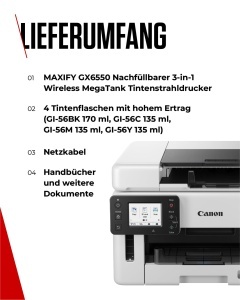 Imprimanta multifunctionala Canon MAXIFY GX6550, 3-in-1, 350 coli, alba - Img 7