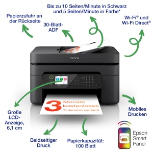 Imprimanta multifunctionala Epson Workforce WF-2950DWF A4, Wi-Fi, compacta - Img 2