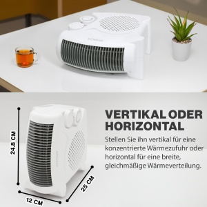 Incalzitor cu ventilator mobil si compact Bomann(r) | Incalzitoare cu ventilator 2000W si 1000W | Radiatoare cu functie de ventilator | Incalzitor ventilator mic cu protectie la supraincalzire | 2 optiuni de instalare | HL 1095 CB - Img 6