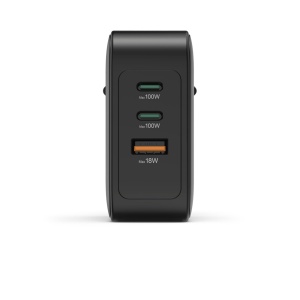 Incarcator rapid 100W GaN cu Power Delivery si Quick Charge 3.0, 3-porturi USB-C USB-A, Negru - Img 3