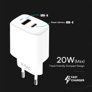 Incarcator rapid V-TAC 20W USB-C, compact, pentru iPhone si Samsung - Img 3