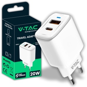 Incarcator rapid V-TAC 20W USB-C pentru iPhone si Samsung