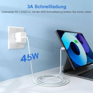 Incarcator rapid YISH 45W USB C, compact, cu cablu tip C de 1m - Img 3