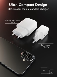 Incarcator UNIQO GaN Nano 45W, USB-C, compact, alb - Img 7