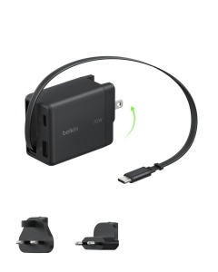 Incarcator USB-C Belkin UltraCharge 70W cu cablu retractabil, 3 porturi - Img 4