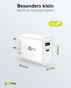 Incarcator USB C goobay 30W, Dual Port, compact, alb - Img 3