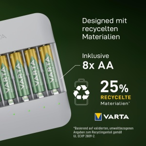 Incarcator VARTA Eco Charger Multi, 8x AA 2100mAh, design modern, reciclat - Img 7