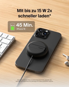 Incarcator Wireless Belkin BoostCharge Pro 15W cu Stand, Negru - Img 3