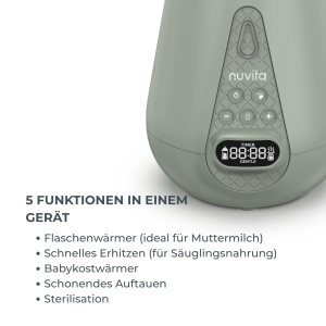 Incubator pentru biberon Nuvita 1170, sterilizator si incalzitor rapid, 320W, verde salvie - Img 2