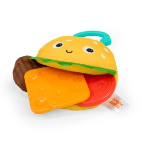 Inel de ros Bright Starts Say Cheeseburger, BPA-free, unisex, 3 luni