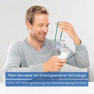 Inhalator Beurer IH 55, nebulizator cu plasa cu tehnologie cu membrana oscilanta, functioneaza cu baterii si silentios, functie de autocuratare, pentru tratarea cailor respiratorii superioare si inferioare, timp scurt de inhalare - Img 4