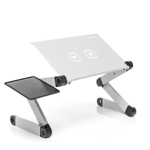 InnovaGoods - Masa reglabila pentru laptop aluminiu flexibila multipozitionala multifunctionala cu orificii de aerisire si tava suplimentara pentru mo