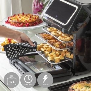 InnovaGoodsr Air Fryer 12L airfryer 1800W cu 100 retete in DE Friteuza cu aer cald cu 8 accesorii 10 programe touch screen cronometru cuptor cu convec - Img 3