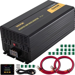 Invertor auto VEVOR GYM-5000W 5000W 12V DC la 120V AC telecomanda LCD protectii multiple