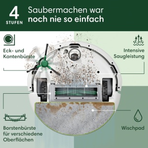 iRobot Roomba 105 Combo - Aspirator + Mop - Clearview LiDAR - 7000Pa - 120 min- SmartScrub - Evitati obstacolele - Curatati zonele - Incarcati si continuati - Aplicatie - Alb - Img 3