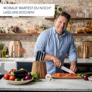 Jamie Oliver by Tefal K267S3 Set de cutite din 3 piese, cutit de bucatar, cutit utilitar, cutit de curatat, performanta ridicata de taiere, design inconfundabil, lame rezistente, otel inoxidabil, negru - Img 4