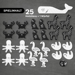 Joc de indemanare HABA Tier auf Tier - editie Black White, 2-4 jucatori, 25 figurine din lemn - Img 5