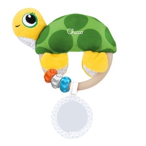 Jucarie Chicco Easy Grab Turtle forma de broasca testoasa cu oglinda si zornaitoare