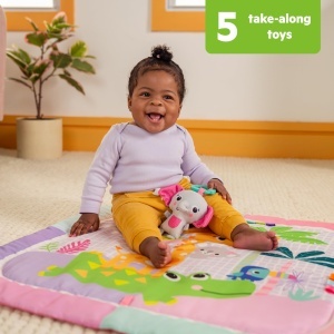 Jucarie de Activitate Bright Starts Wild Wiggles Sweet Safari, roz, 5 jucarii incluse - Img 5