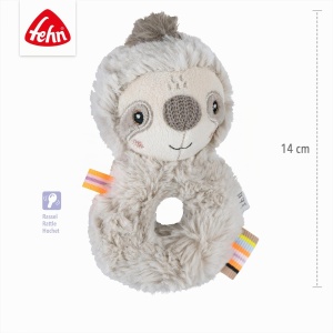 Jucarie de motricitate cu rattling Faultier Fehn, material plush, pentru bebelusi - Img 5