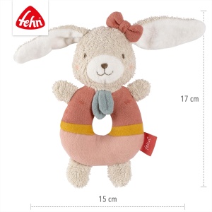 Jucarie de motricitate Hase Fehn, cu Rassel, din bumbac, pentru bebelusi - Img 5