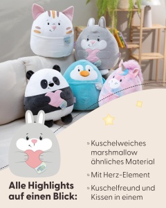 Jucarie de plus NICI Chill-NICI Iepuras cu inima 30 cm textura marshmallow gri deschis - Img 4