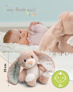 Jucarie de plus NICI Hase Fjella 25cm - roz - material moale, cadou perfect - Img 2